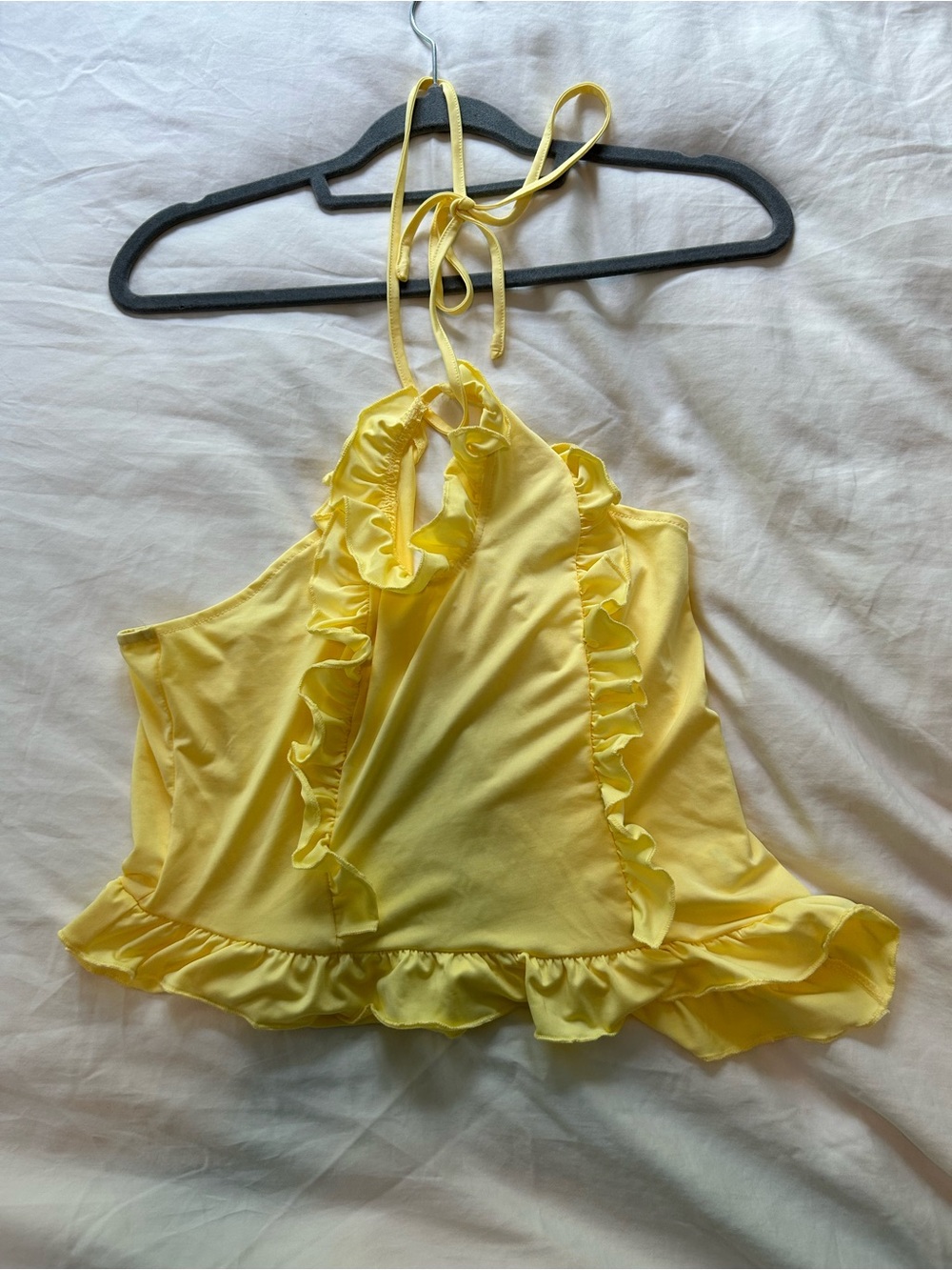 Amazon Yellow Ruffle Halter Camisole